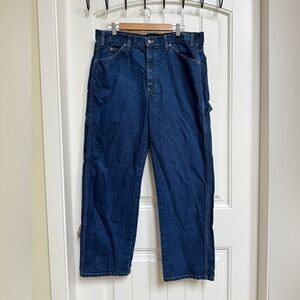 Dickies Relaxed Fit Heavy Duty  100% Cotton Dark Wash Carpenter Pants. 36” x 30”